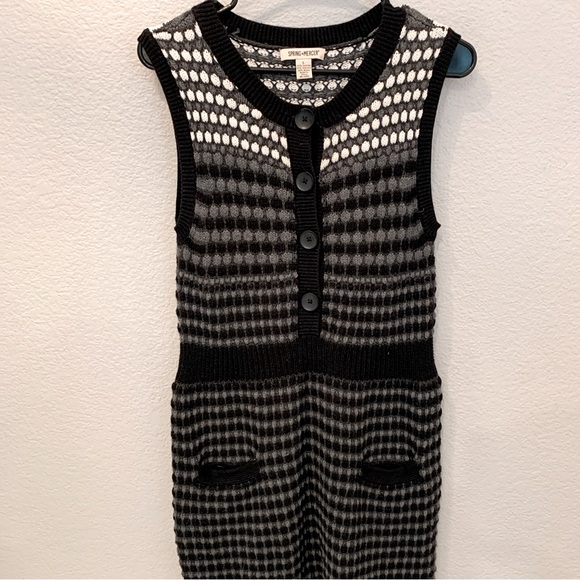 Spring + Mercer Black Gray Sleeveless Chunky Knit Sweater Dress Size Large - Picture 6 of 10